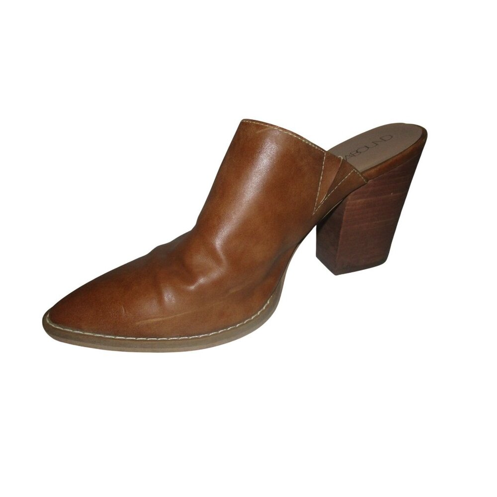 *ABOUND Brown Leather Mules - Block Heel Slides - 8.5M